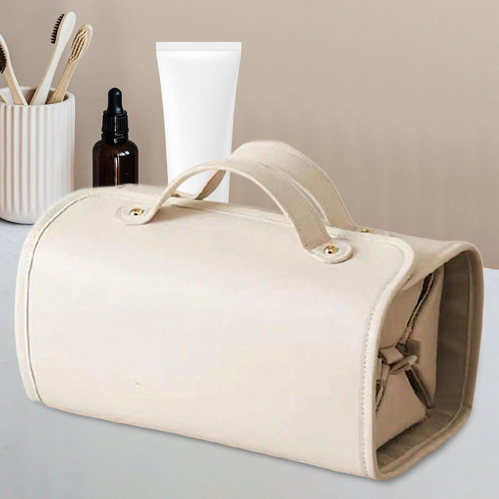 Cosmetic Pouch Make up Organizer Case for Traveling Business Trip Toiletries White