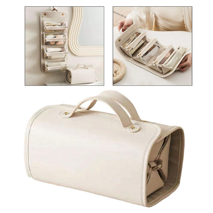 Cosmetic Pouch Make up Organizer Case for Traveling Business Trip Toiletries White