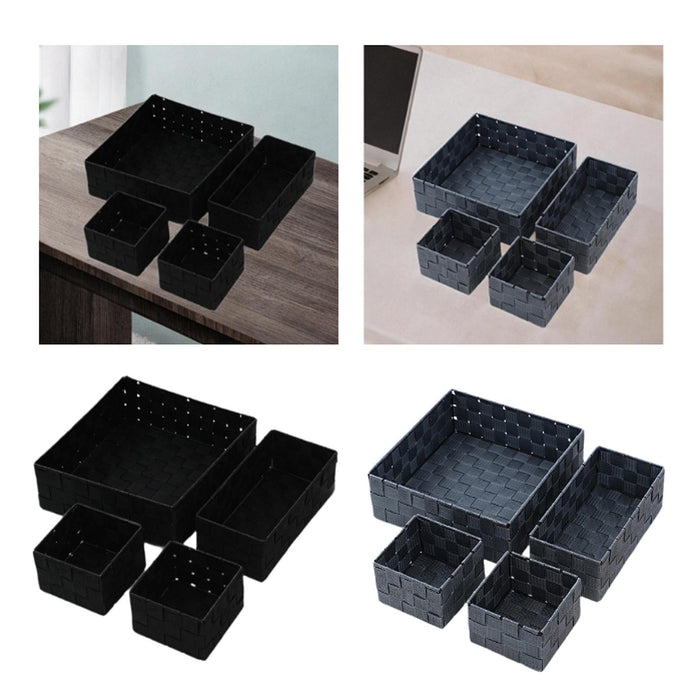 4Pcs Storage Woven Baskets for Organizing Cosmetics for Closet Dresser Shelf Gray