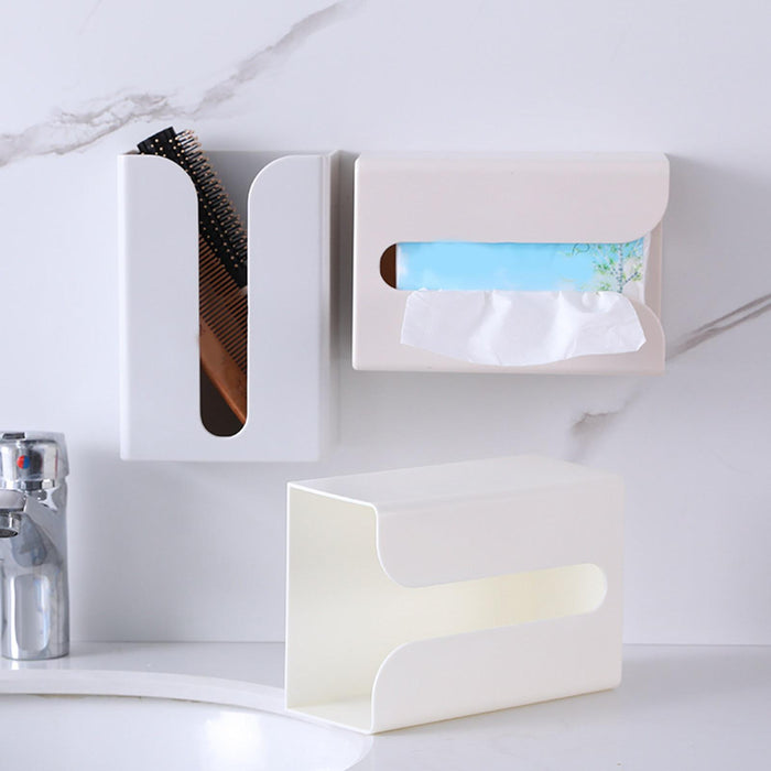 Tissue Box Cover Wall Mounted Modern Tissue Case for NightStand Hotel Toilet Large White