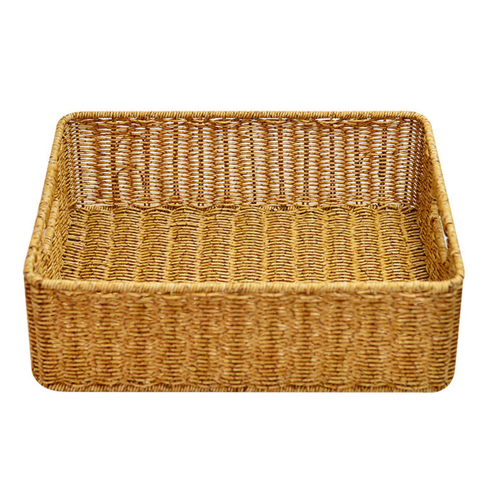 Sundries Storage Basket Imitation Rattan Basket for Table Kitchen Countertop 36cmx26cmx12cm