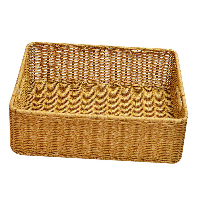 Sundries Storage Basket Imitation Rattan Basket for Table Kitchen Countertop 36cmx26cmx12cm