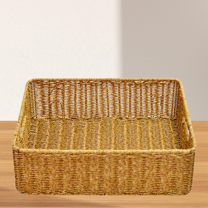 Sundries Storage Basket Imitation Rattan Basket for Table Kitchen Countertop 36cmx26cmx12cm