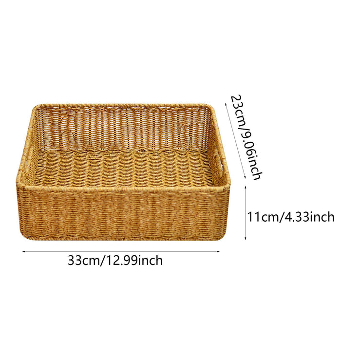 Sundries Storage Basket Imitation Rattan Basket for Table Kitchen Countertop 33cmx23cmx11cm