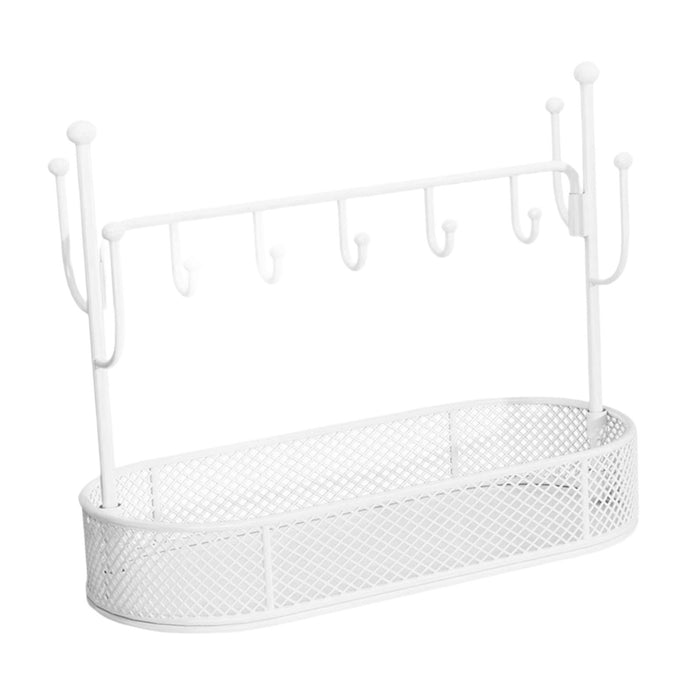 Jewelry Display Stand Key Rack Storage Tray for Bracelets Necklaces Keychain White