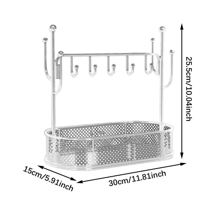 Jewelry Display Stand Key Rack Storage Tray for Bracelets Necklaces Keychain White