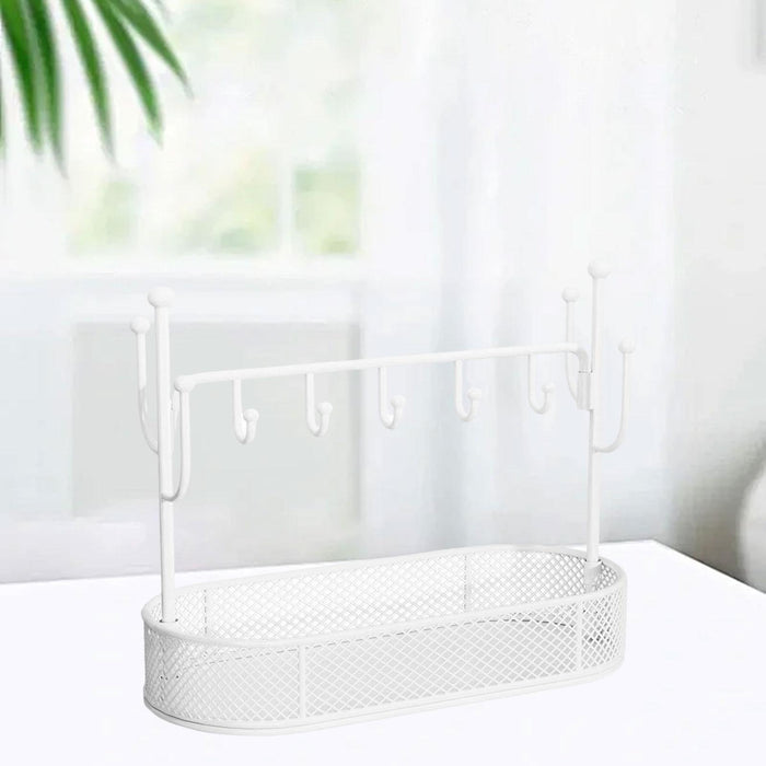 Jewelry Display Stand Key Rack Storage Tray for Bracelets Necklaces Keychain White