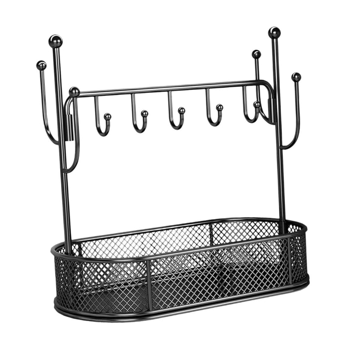 Jewelry Display Stand Key Rack Storage Tray for Bracelets Necklaces Keychain Black