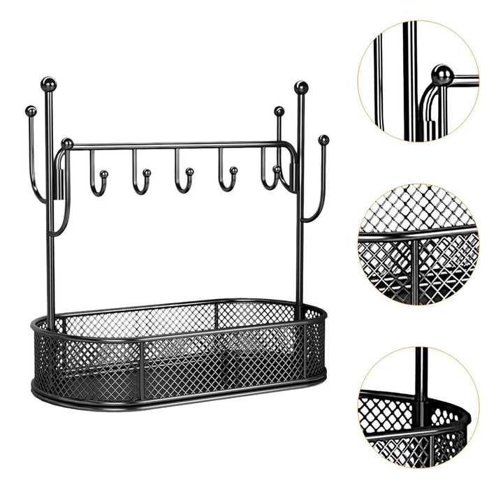 Jewelry Display Stand Key Rack Storage Tray for Bracelets Necklaces Keychain Black