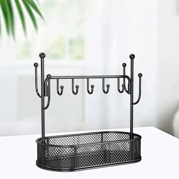 Jewelry Display Stand Key Rack Storage Tray for Bracelets Necklaces Keychain Black