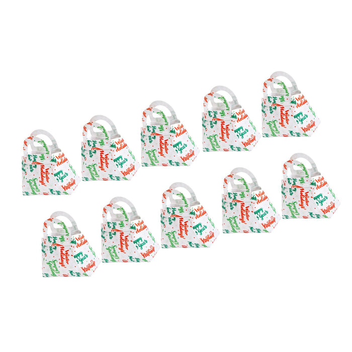 10Pcs Party Favor Boxes Holiday Christmas Gift Bags for Candy Cupcake Bakery White