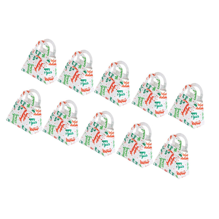 10Pcs Party Favor Boxes Holiday Christmas Gift Bags for Candy Cupcake Bakery White