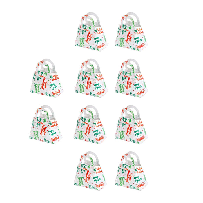 10Pcs Party Favor Boxes Holiday Christmas Gift Bags for Candy Cupcake Bakery White