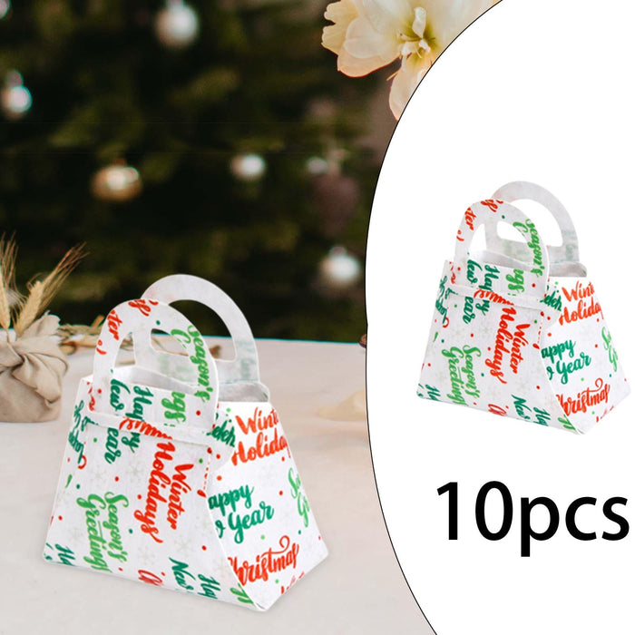 10Pcs Party Favor Boxes Holiday Christmas Gift Bags for Candy Cupcake Bakery White