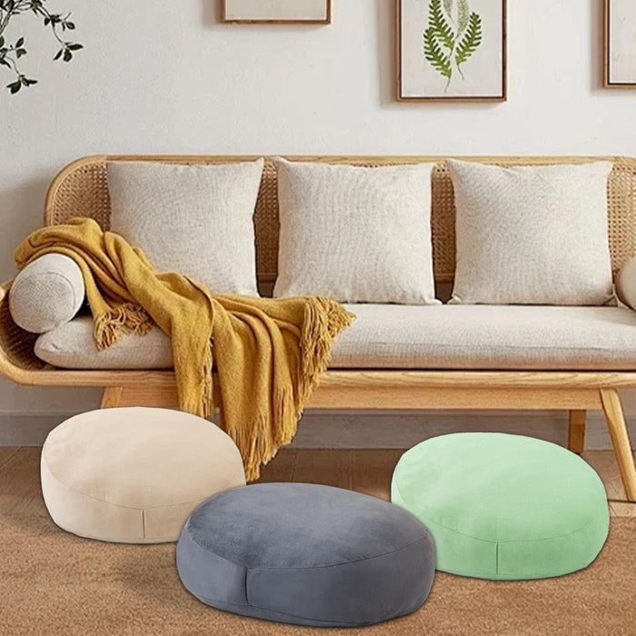 Throw Pillow Large Round Floor Pillow for Floor Seating Yoga Sofa Bed Adults Beige