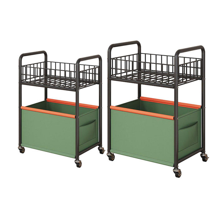 2-tier Rolling Utility Cart Movable Rolling Cart for Nursery Playroom Office Small