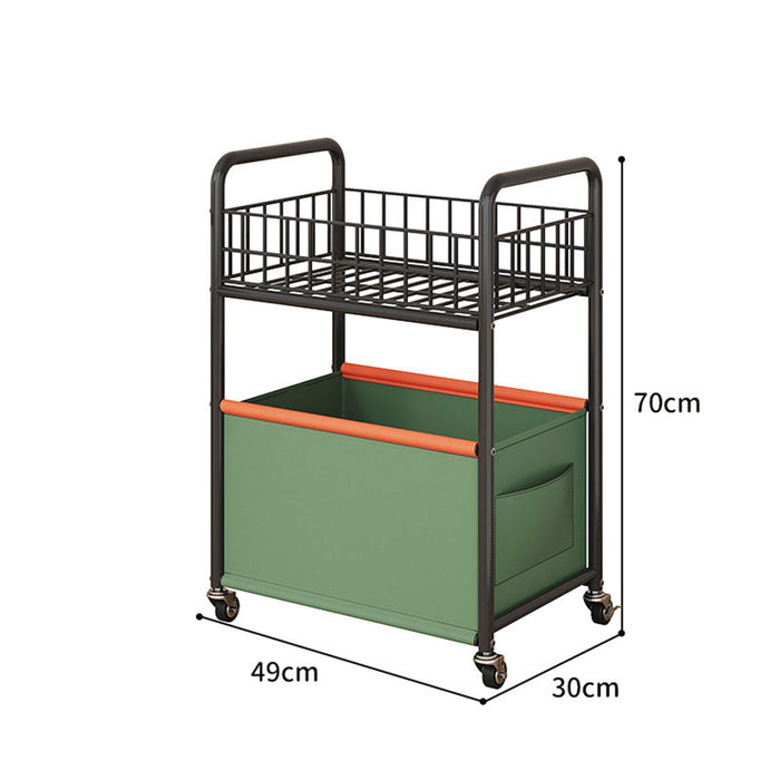 2-tier Rolling Utility Cart Movable Rolling Cart for Nursery Playroom Office Small