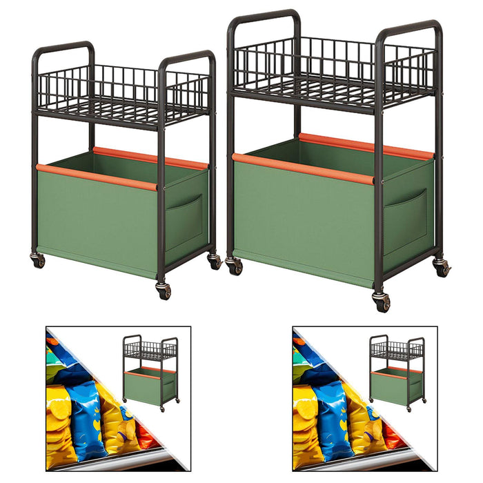 2-tier Rolling Utility Cart Movable Rolling Cart for Nursery Playroom Office Small