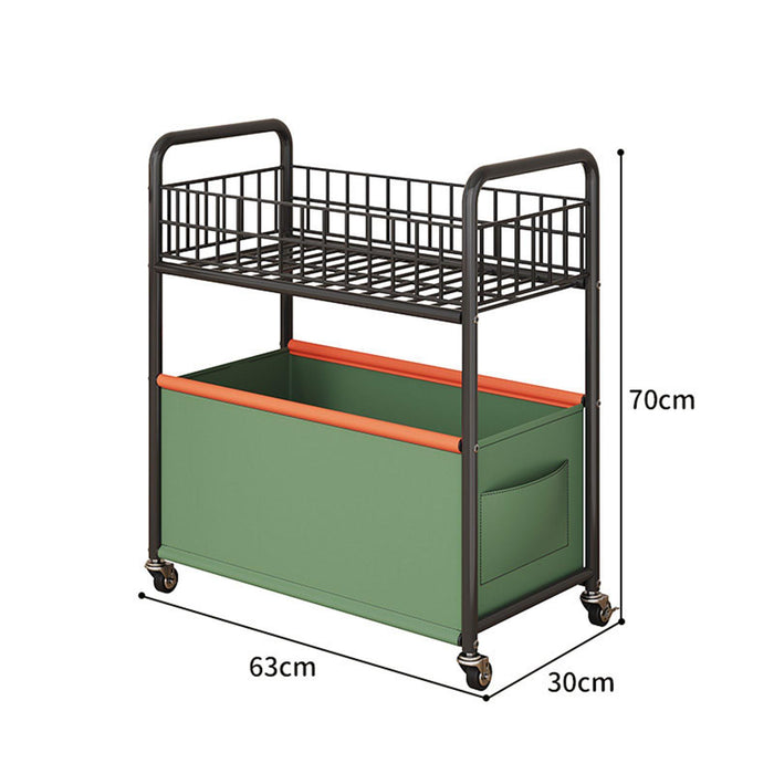 2-tier Rolling Utility Cart Movable Rolling Cart for Nursery Playroom Office Large