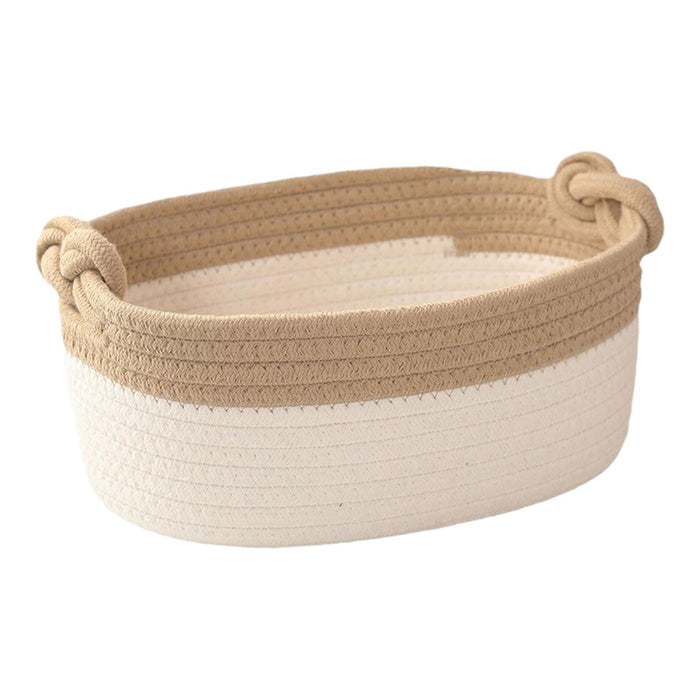 Cotton Rope Basket Desktop Sundries Storage Basket for Cosmetics Closet Desk Khaki