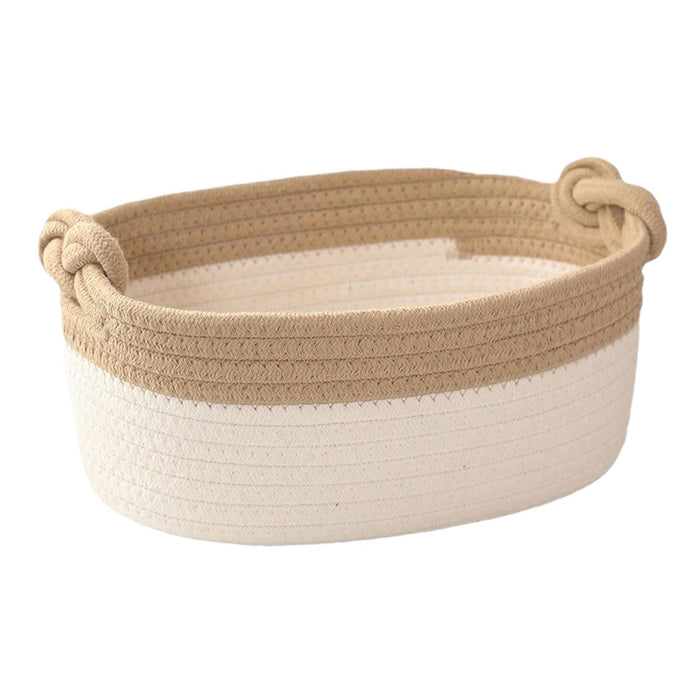 Cotton Rope Basket Desktop Sundries Storage Basket for Cosmetics Closet Desk Khaki