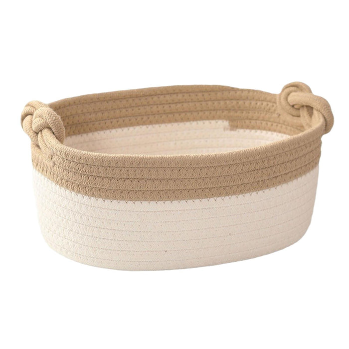 Cotton Rope Basket Desktop Sundries Storage Basket for Cosmetics Closet Desk Khaki