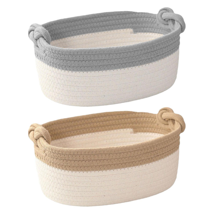 Cotton Rope Basket Bin Woven Basket for Cosmetics Towel Storage Baby Dog Toy Gray