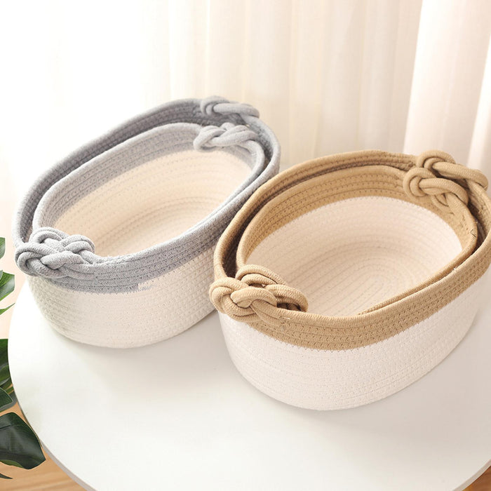 Cotton Rope Basket Bin Woven Basket for Cosmetics Towel Storage Baby Dog Toy Gray