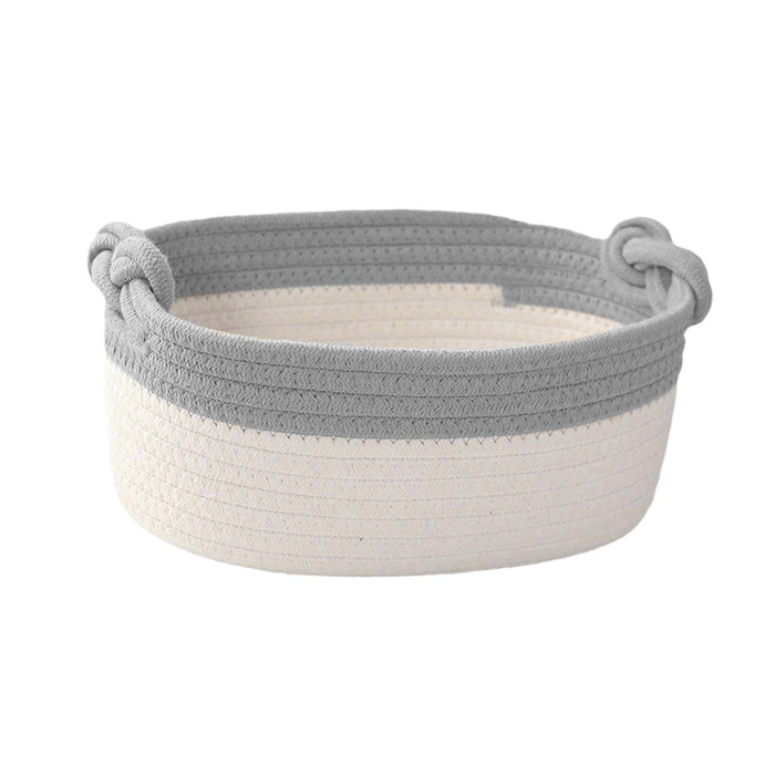 Cotton Rope Basket Bin Woven Basket for Cosmetics Towel Storage Baby Dog Toy Gray