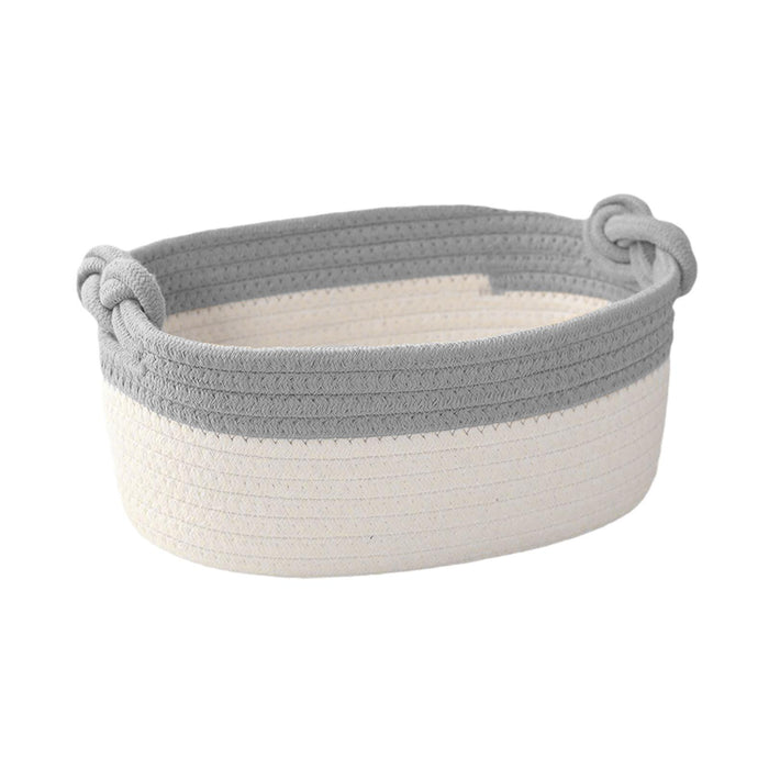 Cotton Rope Basket Bin Woven Basket for Cosmetics Towel Storage Baby Dog Toy Gray