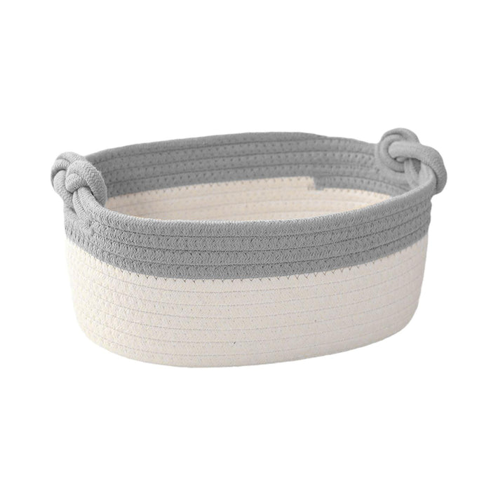 Cotton Rope Basket Bin Woven Basket for Cosmetics Towel Storage Baby Dog Toy Gray