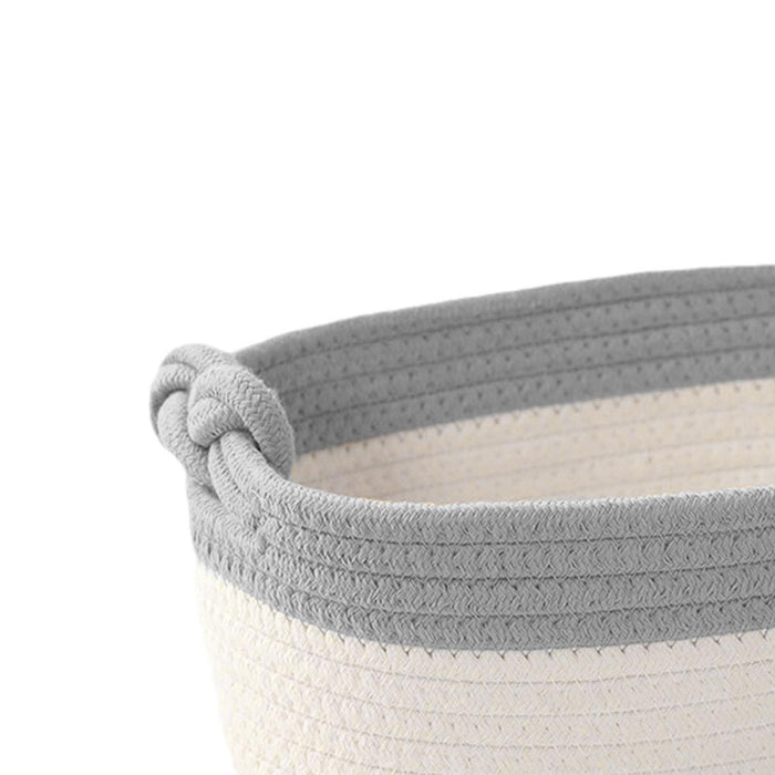 Cotton Rope Basket Bin Woven Basket for Cosmetics Towel Storage Baby Dog Toy Gray