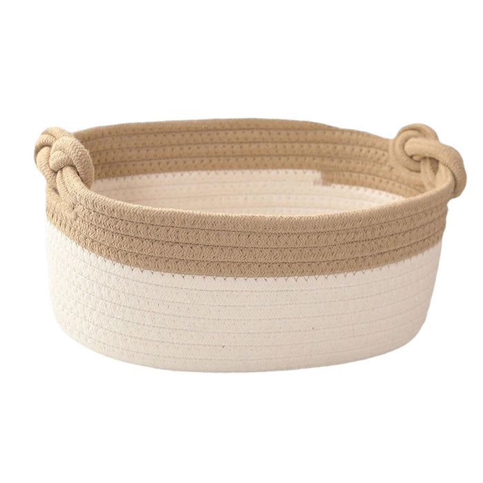 Cotton Rope Basket Bin Woven Basket for Cosmetics Towel Storage Baby Dog Toy Khaki