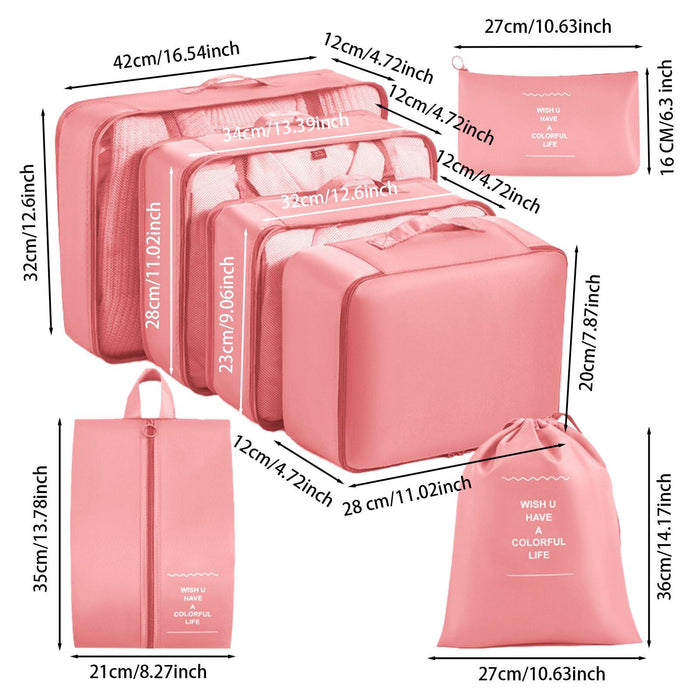 7x Packing Cubes Luggage Packing Organizers for Family Breaks Business Trips Pink