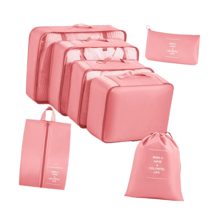 7x Packing Cubes Luggage Packing Organizers for Family Breaks Business Trips Pink