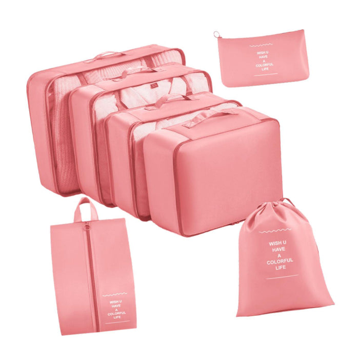 7x Packing Cubes Luggage Packing Organizers for Family Breaks Business Trips Pink