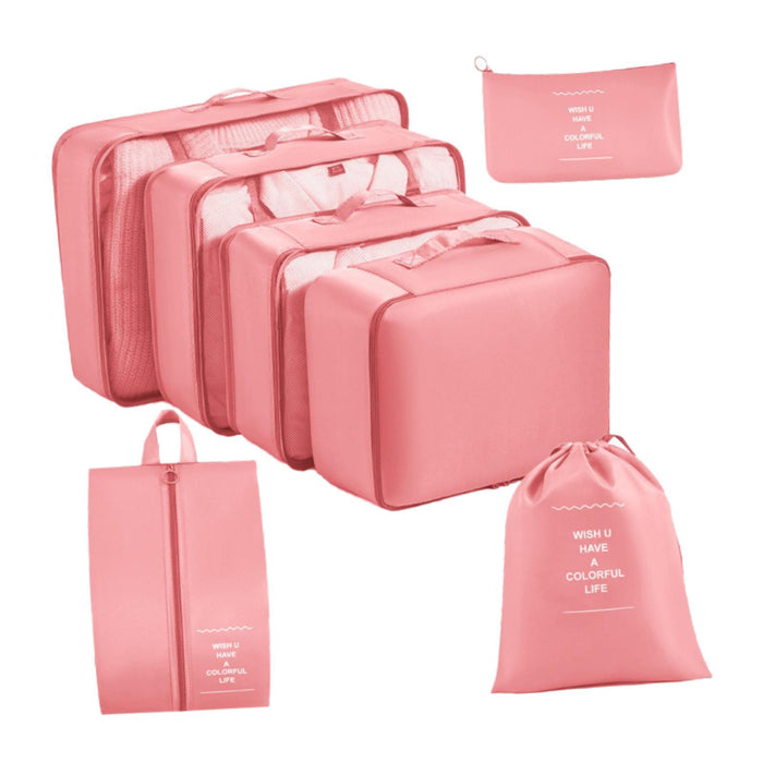 7x Packing Cubes Luggage Packing Organizers for Family Breaks Business Trips Pink