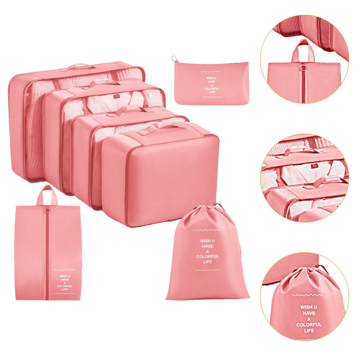 7x Packing Cubes Luggage Packing Organizers for Family Breaks Business Trips Pink