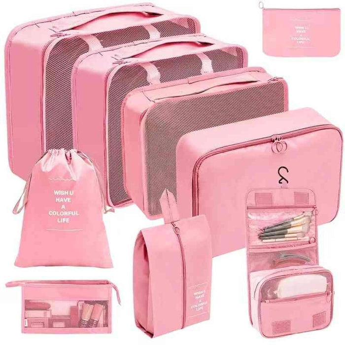 7x Packing Cubes Luggage Packing Organizers for Family Breaks Business Trips Pink