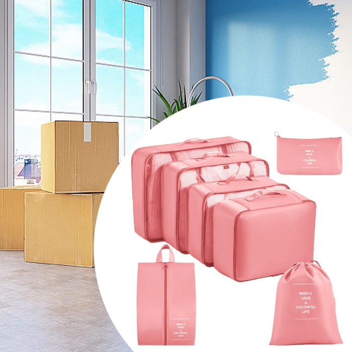 7x Packing Cubes Luggage Packing Organizers for Family Breaks Business Trips Pink