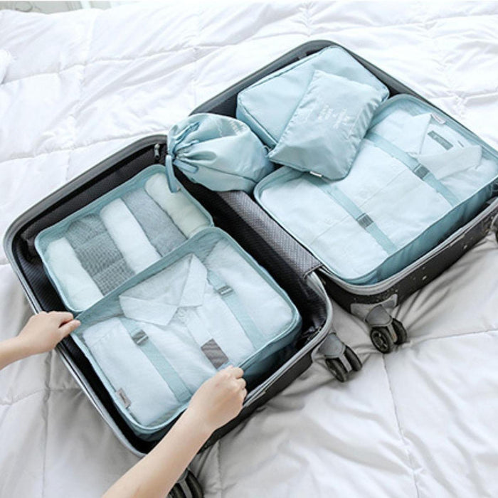 7x Packing Cubes Luggage Packing Organizers for Family Breaks Business Trips Dark Blue