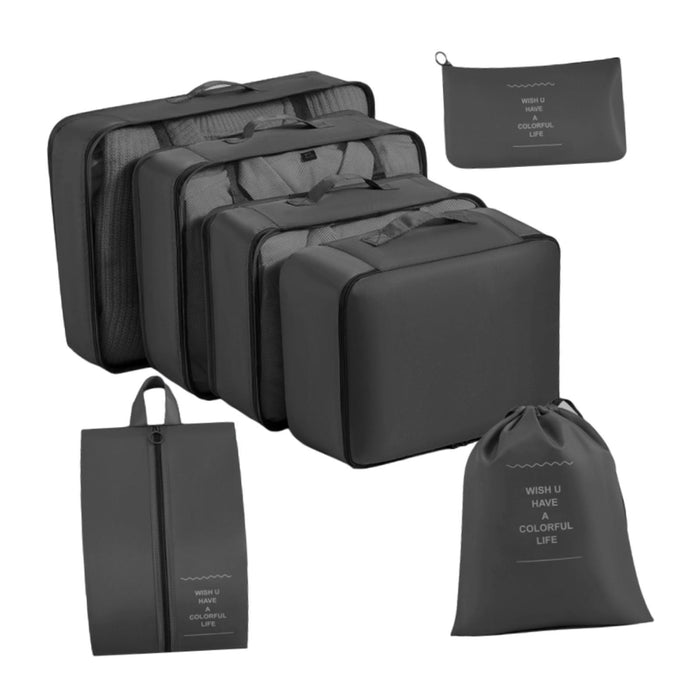 7x Packing Cubes Luggage Packing Organizers for Family Breaks Business Trips Black