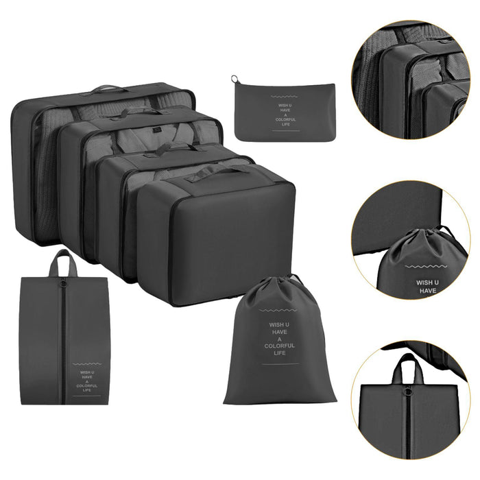 7x Packing Cubes Luggage Packing Organizers for Family Breaks Business Trips Black