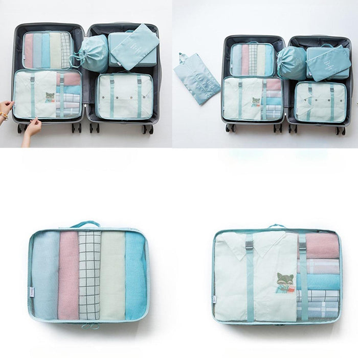 7x Packing Cubes Luggage Packing Organizers for Family Breaks Business Trips Light Blue