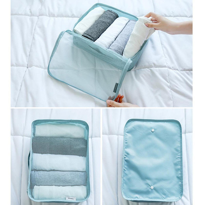 7x Packing Cubes Luggage Packing Organizers for Family Breaks Business Trips Light Blue