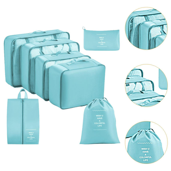 7x Packing Cubes Luggage Packing Organizers for Family Breaks Business Trips Light Blue