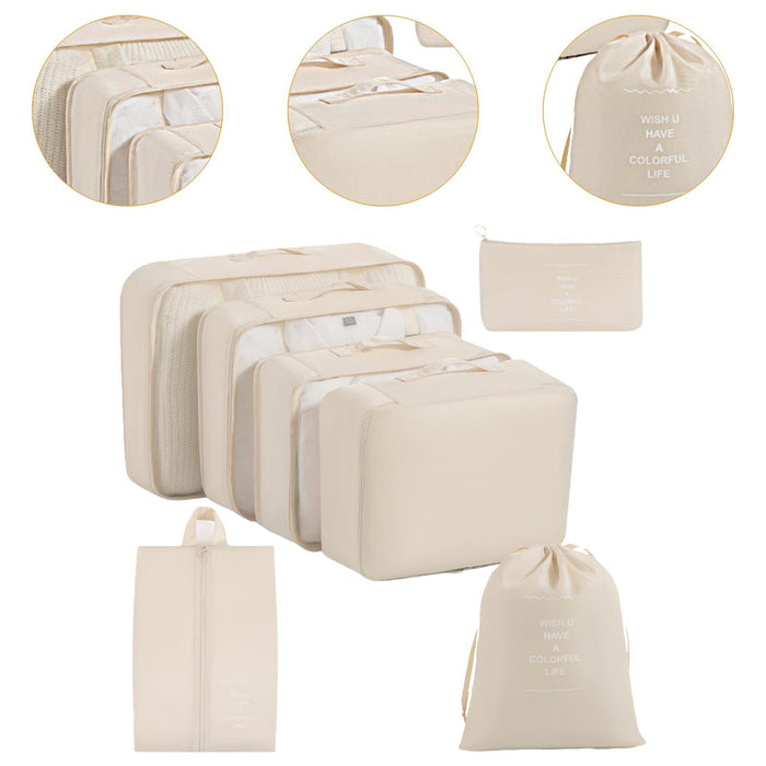 7x Packing Cubes Luggage Packing Organizers for Family Breaks Business Trips Beige