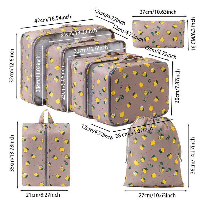 7x Packing Cubes Luggage Packing Organizers for Family Breaks Business Trips Gray lemon