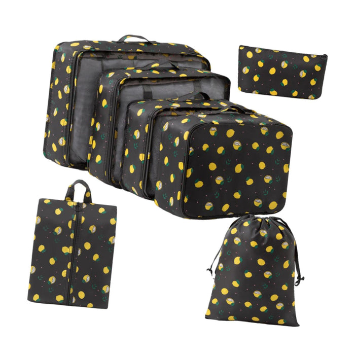 7x Packing Cubes Luggage Packing Organizers for Family Breaks Business Trips Lemon Black