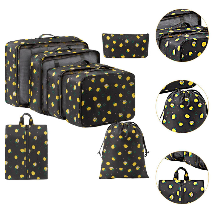 7x Packing Cubes Luggage Packing Organizers for Family Breaks Business Trips Lemon Black